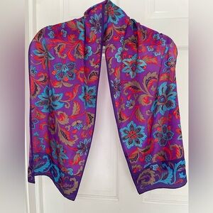 Vibrant silk Floral Purple Scarf